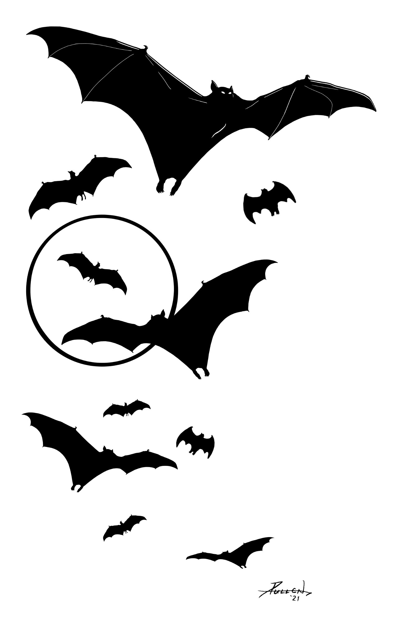 Clip Art Bats, ink drawing