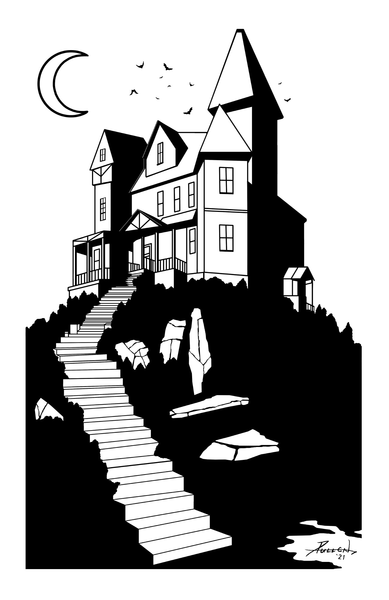 Clip Art Mansion, ink drawing