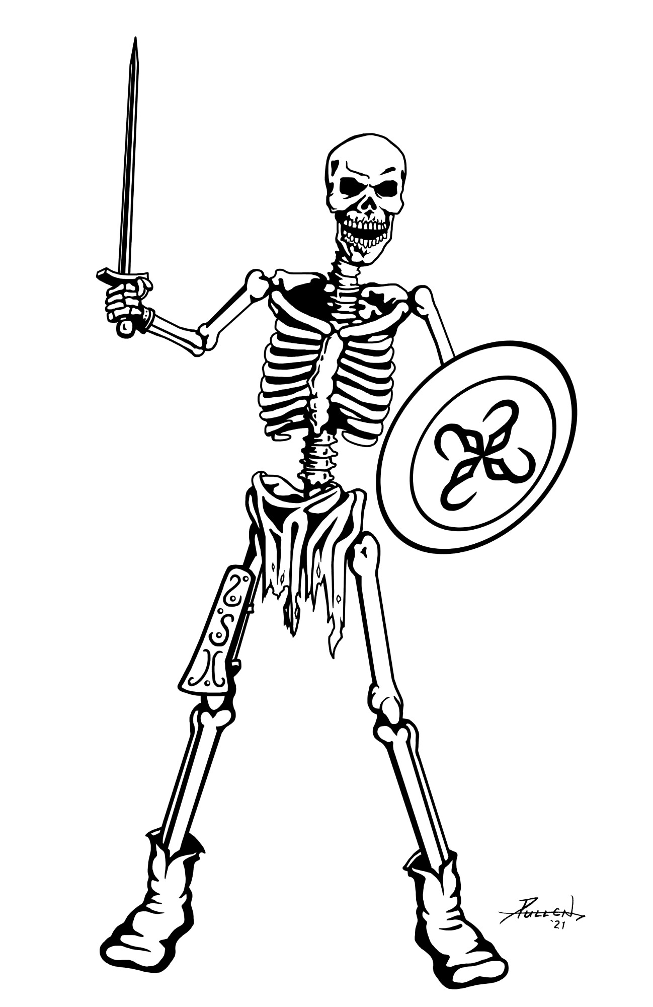 Clip Art Skeleton, ink drawing