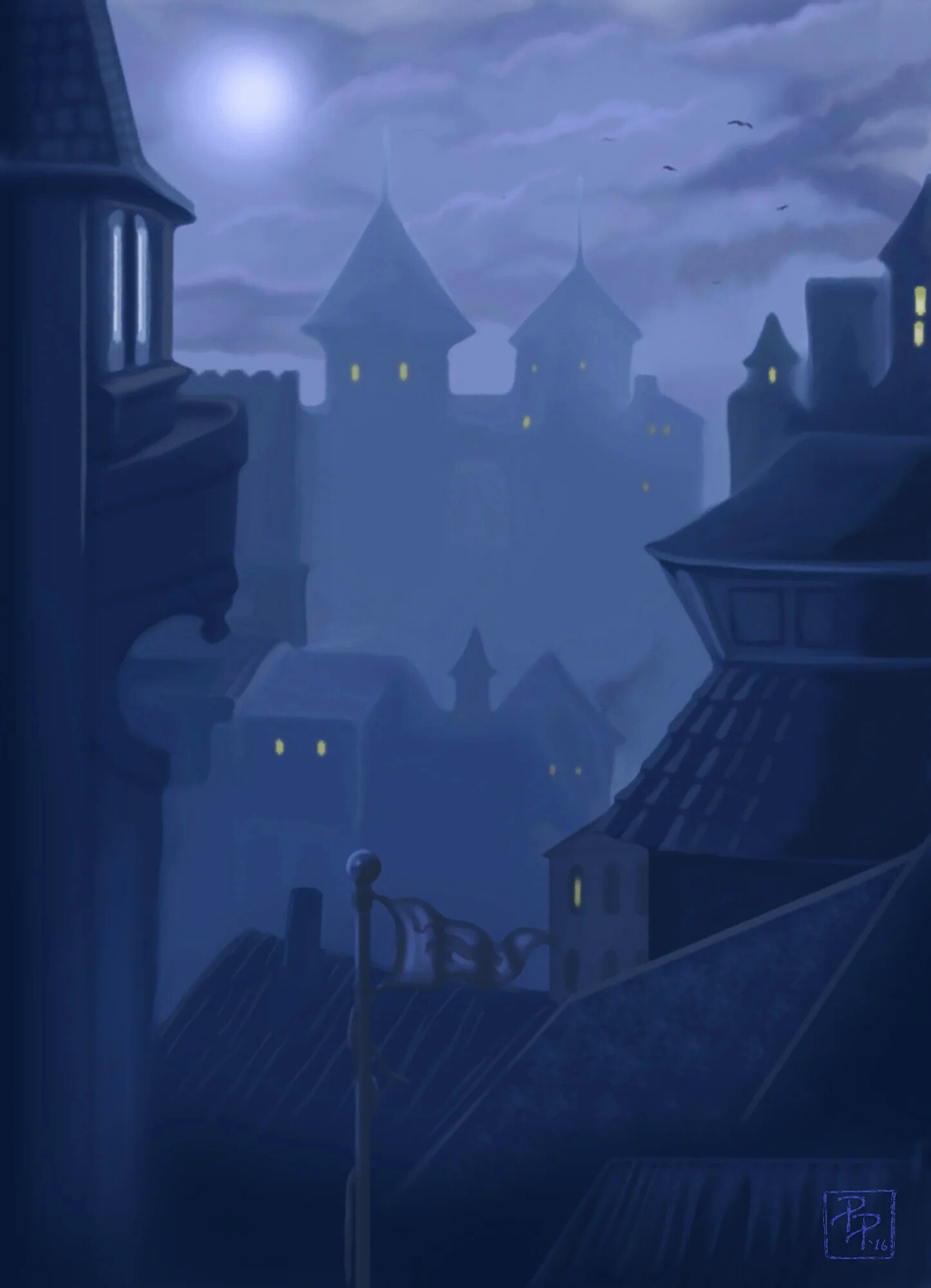 Foggy Town Night